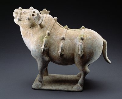 Bull, Warring States-perioden, 1027–220 f.Kr. (lertøy) av Chinese School