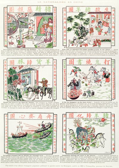 Kinesiske nasjonalistiske og anti-europeiske bilder, fra et faksimilealbum med populære bilder som forkynner krig mot utlendinger, 1891 av Chinese School
