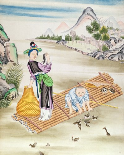 Kinesere bruker skarv for å fange fisk (wc på papir) av Chinese School