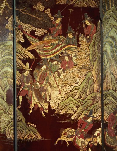 Coromandel skjerm, ca.1700 av Chinese School