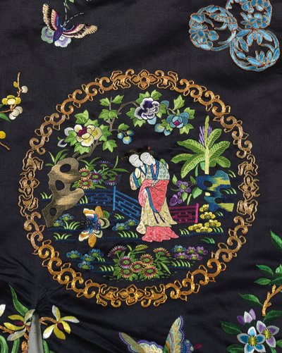 Brodert midnattsblå Haan uformell overfrakk for kvinner, waitao, 3. kvartal av 1800-tallet av Chinese School