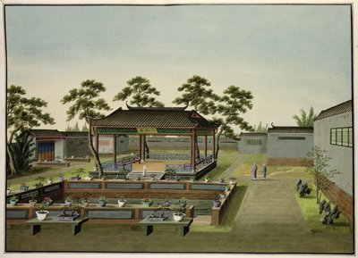 Hagescene, ca. 1820-40 (wc på papir) av Chinese School