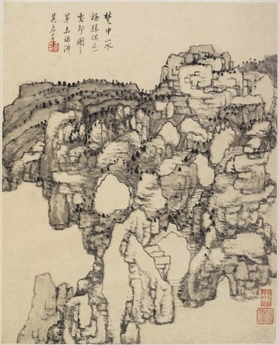 Landskap (blekk på papir) av Chinese School