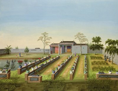 Barnehage, ca. 1820-40 (wc på papir) av Chinese School
