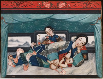 Ammende mødre med babyer og kvinnelig ledsager, ca. 1870 av Chinese School