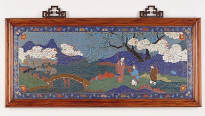 Panel som viser et kinesisk landskap, Ming-dynastiet (cloisonne-emalje) av Chinese School