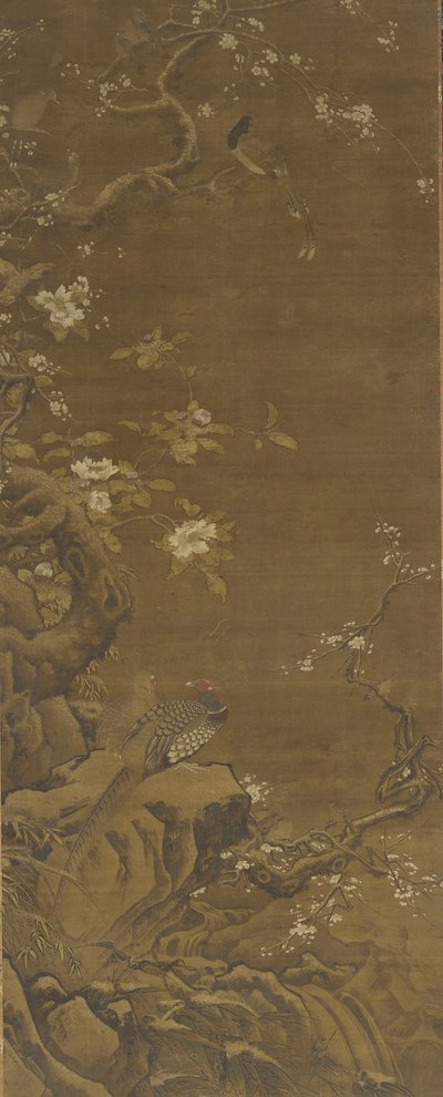 Fasaner og snødekte plommeblomster, Ming- eller Qing-dynastiet, 1400-1700-tallet av Chinese School