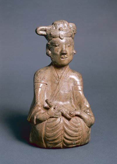 Sittende figur, Western Jin, 265-316 (grønttøy) av Chinese School