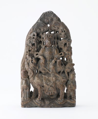 Liten klebersteinstavle, med gjennomboret relieff av Manjusri på løve, divisjonsperiode, 543 e.Kr. av Chinese School