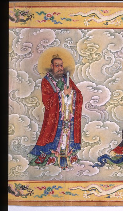 The Ordination of Empress Zhang, 1493 (blekk, farge og gull på papir) av Chinese School