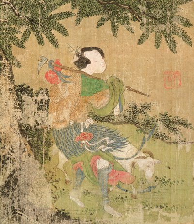 The Traveller, 1700 (wc på silke) av Chinese School