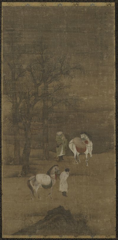 Vinterlandskap med hester og brudgom, Ming- eller Qing-dynastiet av Chinese School