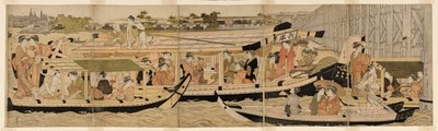 Lystbåter på Sumida-elven av Chobunsai Eishi