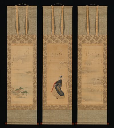 Snø, måne og kirsebærblomster (Yoshiwara i tre årstider) av Chobunsai Eishi
