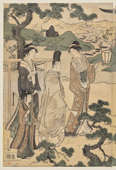 The Matsukaze Chapter of the Tale of Genji (fra serien The Tale of Genji in Elegant Modern Dress) av Chobunsai Eishi