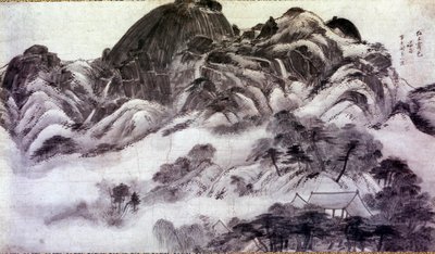 Art coreen: Mount Inwang. Trykk av Chong Son (1676-1759). 18. århundre. Jai Hyang John-samlingen av Chong Son