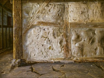 Kalkvitnet bindingsverksvegg av Christen Dalsgaard