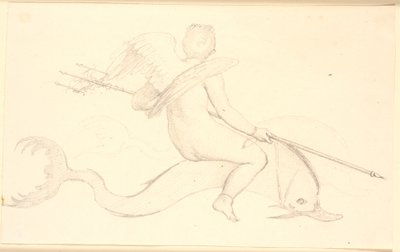 Amor som rir på en delfin. Pompeiansk motiv av Christen Købke