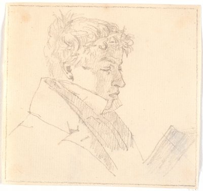 Lesende ung mann, kunstnerens eldste bror, pastor Carl Adolf Købke (1804-1840) ? av Christen Købke