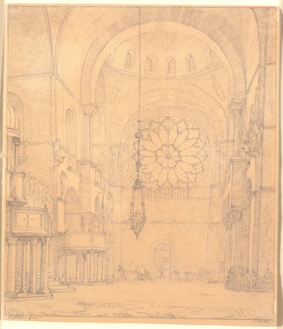 En del av interiøret til St. Marco i Venezia av Christen Købke