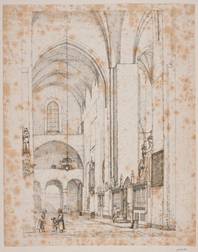 Prospekt af det indre af den nordlige korsarm af Århus domkirke   1277118   no       norwegian Successfully Translated  Original: Flemish tapestry. Landscape with pergola and big beasts, with 2 columns (Landschap met pergola in ruïne en grote beesten, met  av Christen Købke