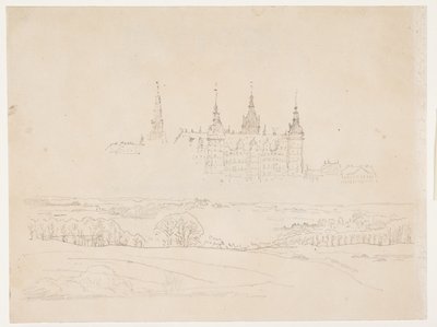 Studie for Glyptotekets "Høstlandskap. Frederiksborg slott i mellomgrunnen" av Christen Købke
