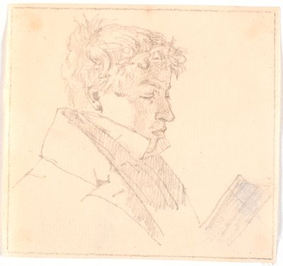 Lesende ung mann, kunstnerens eldste bror, pastor Carl Adolf Købke (1804-1840) ? av Christen Købke