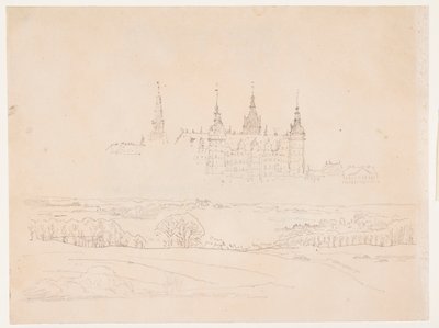 Studie for Glyptotekets "Høstlandskap. Frederiksborg slott i mellomgrunnen" av Christen Købke
