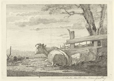 Hvilende storfe i et landskap av Christiaan Godfried Schutze van Houten