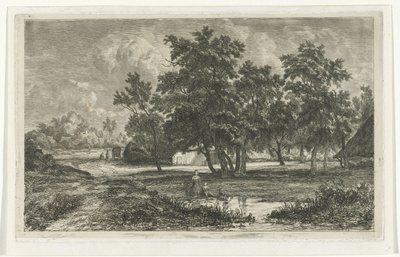 Landskap med en gård blant trærne av Christiaan Immerzeel