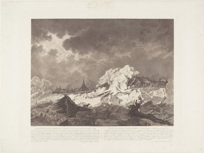 Utsikt over Ysgang og Dykbreak ved Vuuren ved Gorcum den 22. februar 1799 / Vue des Glaces qui S