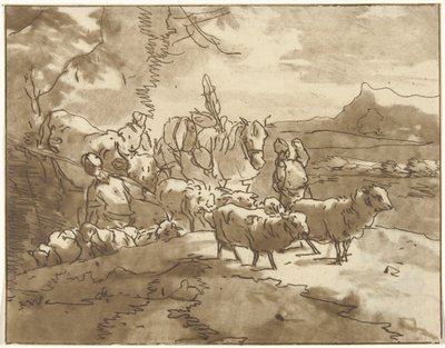 Landskap med gjetere og storfe av Christiaan Josi