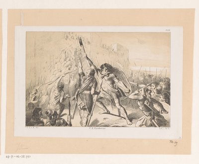 Claudius Civilis bestormt de Romeinse legerplaats Vetera av Christiaan Lodewijk van Kesteren