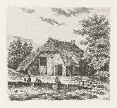 Tre kvinner vasker i Beek av Christiaan Wilhelmus Moorrees