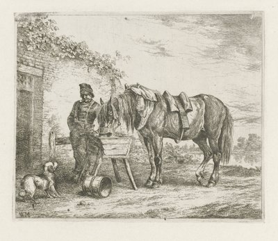Hest ved en mater av Christiaan Wilhelmus Moorrees