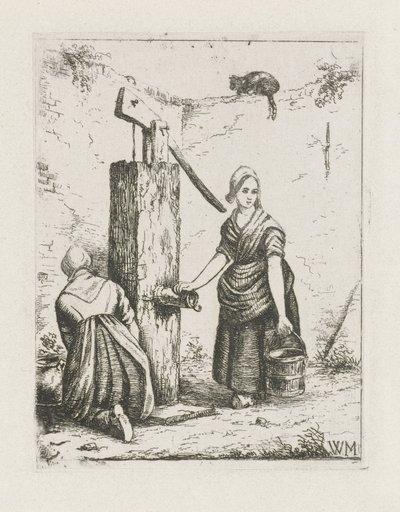To kvinner ved en vannpumpe av Christiaan Wilhelmus Moorrees