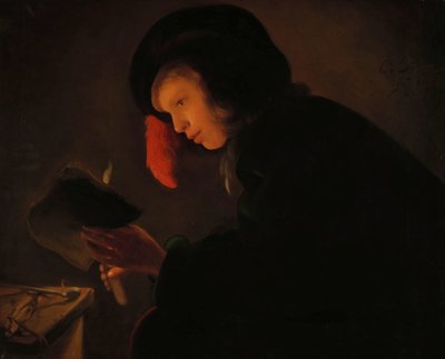 Ung mann ved levende lys av Christiaen Jansz. Dusart