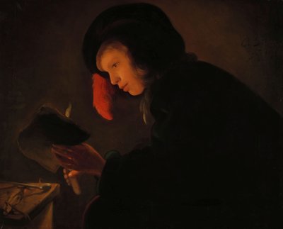 Ung mann i stearinlysets lys av Christiaen Jansz. Dusart