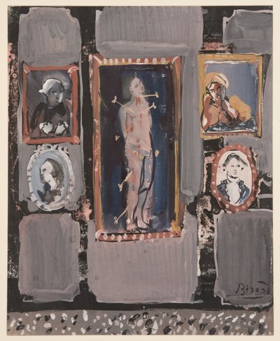 Saint Sebastian på en grå bakgrunn, ca. 1935-1945 (gouache på papir) av Christian Bérard