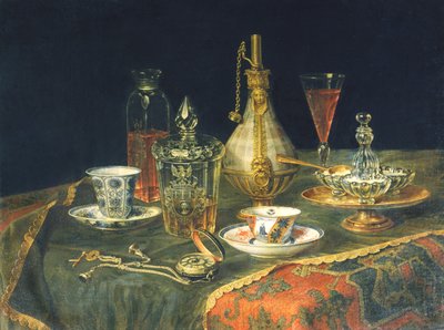 Bohemske glass, kopper og en klokke av Christian Berentz