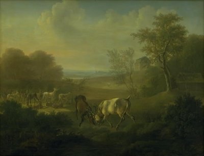 Hjort i Dyrehaven, i bakgrunnen Eremitasjen av Christian David Gebauer