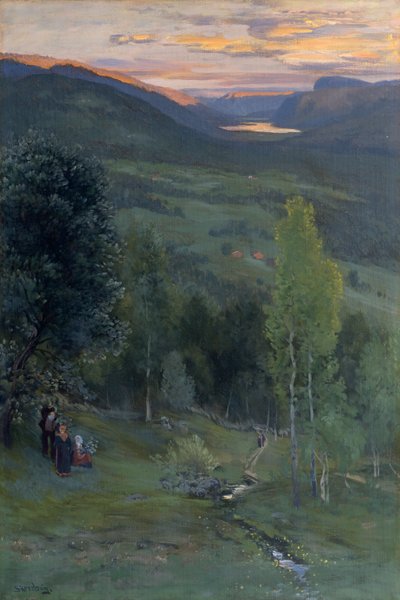 Midsummer, Eggedal (oil on canvas) av Christian Eriksen Skredsvig