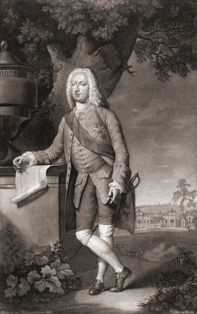 Thomas Coke, jarl av Leicester. Portrett. (skrive ut) av Christian Friedrich (after) Zincke