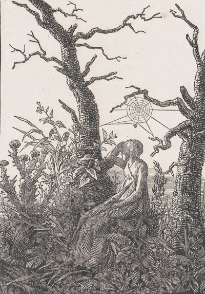 Sittende kvinne med et edderkoppnett, sannsynligvis 1803. av Christian Friedrich