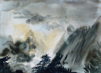 Svart fjell, 2015 (akvarell på papir) av Christian Furr