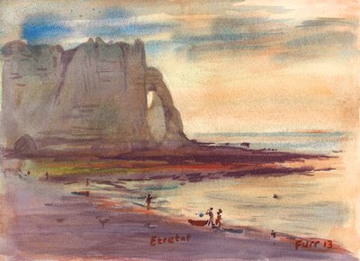 Brent oransje burgunder Etretat (akvarell) av Christian Furr