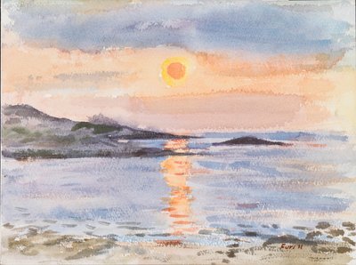 Kypros, solnedgang, 2019 (akvarell) av Christian Furr