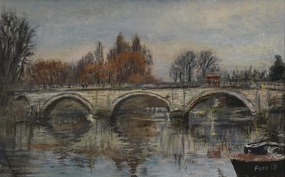 Evig høst, røde blader – Richmond Bridge, 2015 (olje på lerret) av Christian Furr