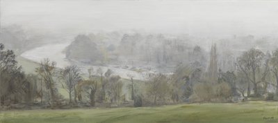 In a Tough (Sølv) - Themsen fra Richmond Hill, Mists, 2015 (olje på lerret) av Christian Furr