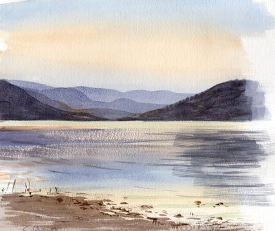 Salagou-sjøen (akvarell) av Christian Furr